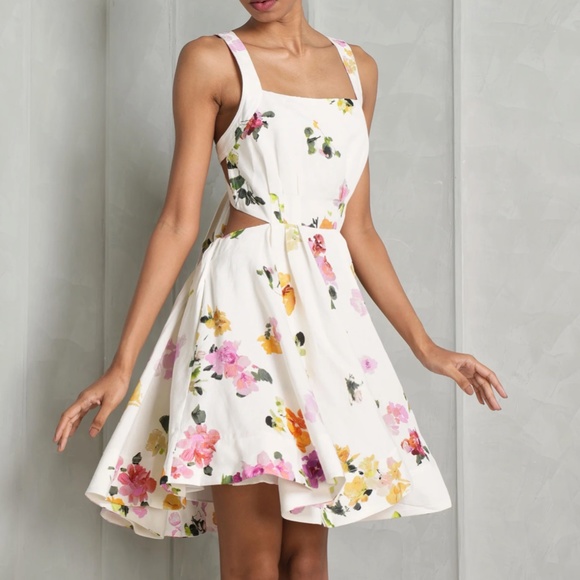 Aje Dresses & Skirts - NEW BEST AJE Clara Linen Floral Mini Dress White Pink Blush Spring Back Bow